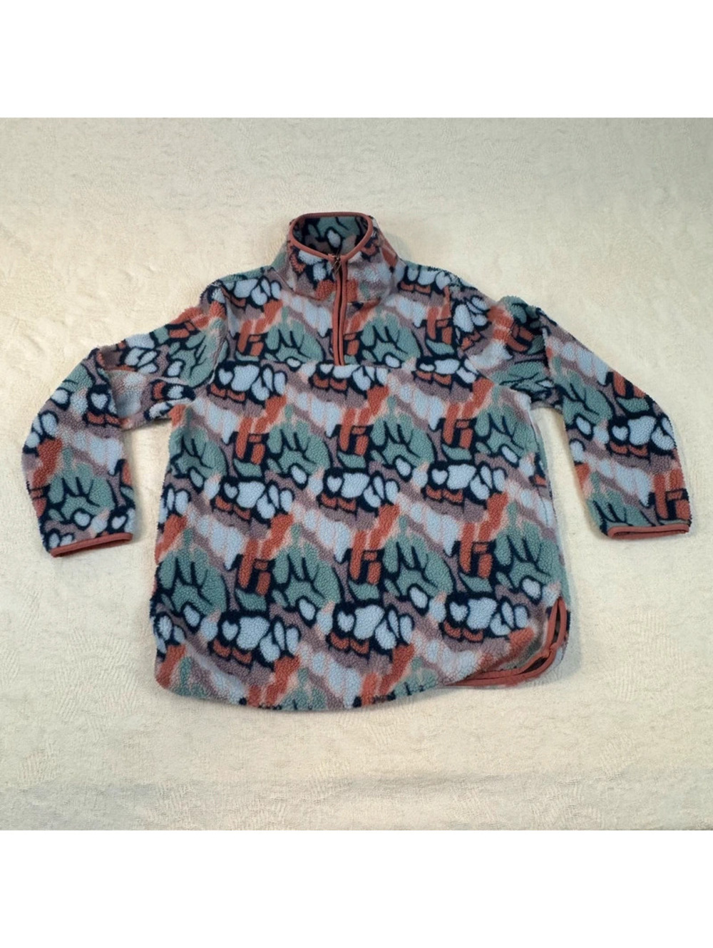 Mountain and Isles Women’s M Sherpa Fleece Quarter Zip Pullover Abstract Print